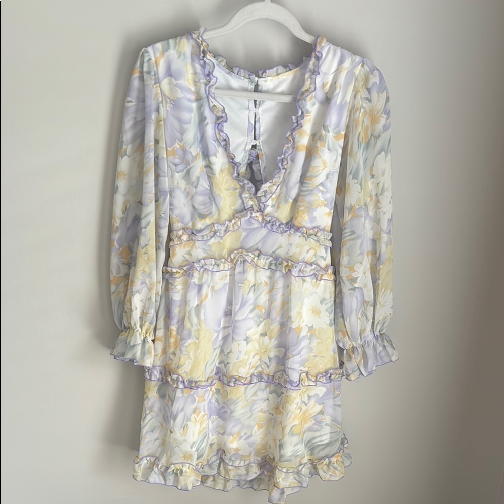 Amazon White Ruffled Smocked Sundress with Bishop Sleeves